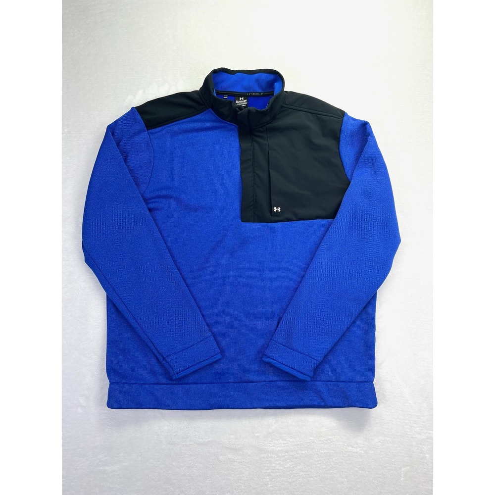Under Armour Storm Golf Mens XL Royal Blue Black Quarter Zip Pullover Sweater - Picture 1 of 9